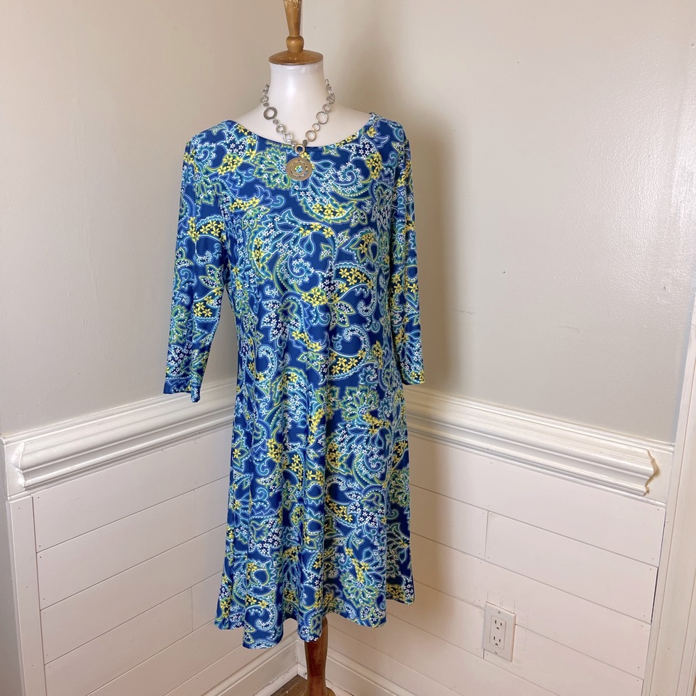 Ruby Road Favorites Floral & Paisley Shift Dress M FREE SHIP